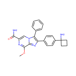 COc1nc(C(N)=O)cn2c(-c3ccccc3)c(-c3ccc(C4(N)CCC4)cc3)nc12 ZINC000207361958