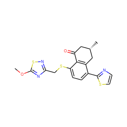 COc1nc(CSc2ccc(-c3nccs3)c3c2C(=O)C[C@H](C)C3)ns1 ZINC000026739718