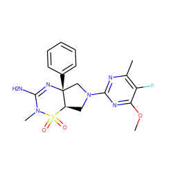 COc1nc(N2C[C@@H]3[C@@](c4ccccc4)(C2)N=C(N)N(C)S3(=O)=O)nc(C)c1F ZINC000205391433