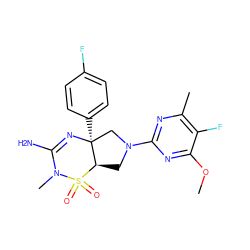 COc1nc(N2C[C@@H]3[C@](c4ccc(F)cc4)(C2)N=C(N)N(C)S3(=O)=O)nc(C)c1F ZINC000205386167