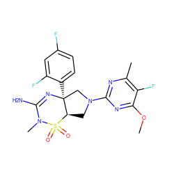 COc1nc(N2C[C@@H]3[C@](c4ccc(F)cc4F)(C2)N=C(N)N(C)S3(=O)=O)nc(C)c1F ZINC000205386268