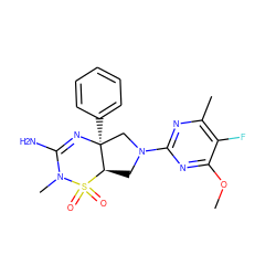 COc1nc(N2C[C@@H]3[C@](c4ccccc4)(C2)N=C(N)N(C)S3(=O)=O)nc(C)c1F ZINC000205422703