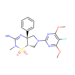 COc1nc(N2C[C@H]3[C@@](c4ccccc4)(C2)N=C(N)N(C)S3(=O)=O)nc(OC)c1F ZINC000205388485