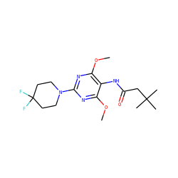 COc1nc(N2CCC(F)(F)CC2)nc(OC)c1NC(=O)CC(C)(C)C ZINC000473115526