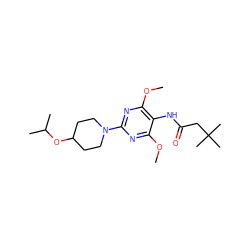 COc1nc(N2CCC(OC(C)C)CC2)nc(OC)c1NC(=O)CC(C)(C)C ZINC000473112780