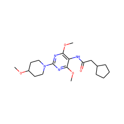 COc1nc(N2CCC(OC)CC2)nc(OC)c1NC(=O)CC1CCCC1 ZINC000473118013