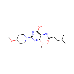 COc1nc(N2CCC(OC)CC2)nc(OC)c1NC(=O)CCC(C)C ZINC000473121938