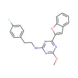 COc1nc(NCCc2ccc(F)cc2)nc(-c2cc3ccccc3o2)n1 ZINC000473162737