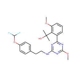 COc1nc(NCCc2ccc(OC(F)F)cc2)nc(-c2cccc(OC)c2C(C)(C)O)n1 ZINC000473179597