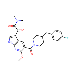 COc1nc2[nH]cc(C(=O)C(=O)N(C)C)c2cc1C(=O)N1CCC(Cc2ccc(F)cc2)CC1 ZINC000003948959