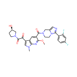 COc1nc2c(cc1C(=O)N1CCn3c(cnc3-c3ccc(F)cc3F)C1)c(C(=O)C(=O)N1CC[C@@H](O)C1)cn2C ZINC000028708635