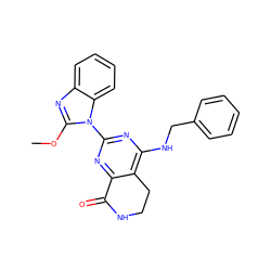 COc1nc2ccccc2n1-c1nc(NCc2ccccc2)c2c(n1)C(=O)NCC2 ZINC000219012713