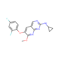 COc1nc2nc(NC3CC3)ncc2cc1Oc1ccc(F)cc1F ZINC000653790433