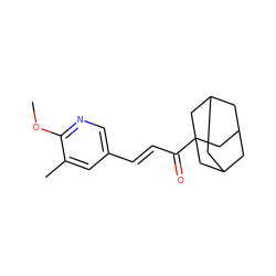 COc1ncc(/C=C/C(=O)C23CC4CC(CC(C4)C2)C3)cc1C ZINC000043020692