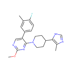 COc1ncc(-c2ccc(F)c(C)c2)c(N2CCC(c3[nH]cnc3C)CC2)n1 ZINC000034892409