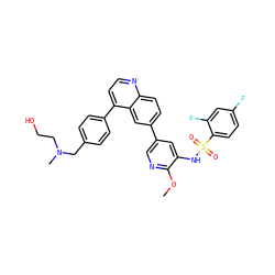 COc1ncc(-c2ccc3nccc(-c4ccc(CN(C)CCO)cc4)c3c2)cc1NS(=O)(=O)c1ccc(F)cc1F ZINC000205661738