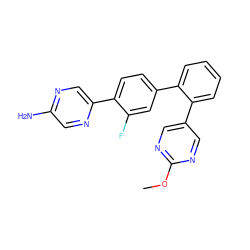 COc1ncc(-c2ccccc2-c2ccc(-c3cnc(N)cn3)c(F)c2)cn1 ZINC000224747787