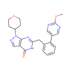 COc1ncc(-c2ccccc2Cc2nc3c(cnn3C3CCOCC3)c(=O)[nH]2)cn1 ZINC000169699874