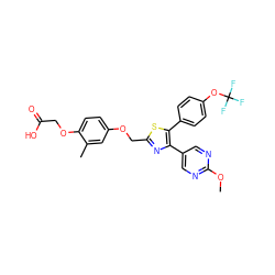 COc1ncc(-c2nc(COc3ccc(OCC(=O)O)c(C)c3)sc2-c2ccc(OC(F)(F)F)cc2)cn1 ZINC000049793004