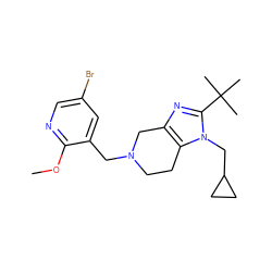 COc1ncc(Br)cc1CN1CCc2c(nc(C(C)(C)C)n2CC2CC2)C1 ZINC000043079040