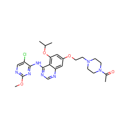 COc1ncc(Cl)c(Nc2ncnc3cc(OCCN4CCN(C(C)=O)CC4)cc(OC(C)C)c23)n1 ZINC000028529984