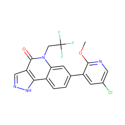 COc1ncc(Cl)cc1-c1ccc2c3[nH]ncc3c(=O)n(CC(F)(F)F)c2c1 ZINC000220078769