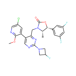 COc1ncc(Cl)cc1-c1cnc(N2CC(F)C2)nc1CN1C(=O)O[C@H](c2cc(F)cc(F)c2)[C@@H]1C ZINC000205729325