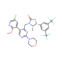 COc1ncc(Cl)cc1-c1cnc(N2CCOCC2)nc1CN1C(=O)O[C@H](c2cc(C(F)(F)F)cc(C(F)(F)F)c2)[C@@H]1C ZINC000205729297