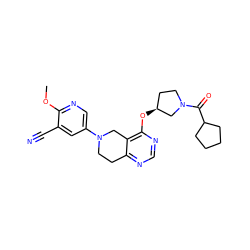 COc1ncc(N2CCc3ncnc(O[C@H]4CCN(C(=O)C5CCCC5)C4)c3C2)cc1C#N ZINC000113566935