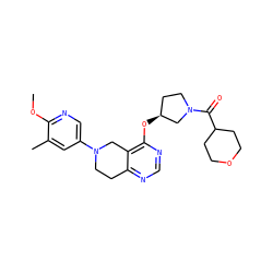 COc1ncc(N2CCc3ncnc(O[C@H]4CCN(C(=O)C5CCOCC5)C4)c3C2)cc1C ZINC000113568640