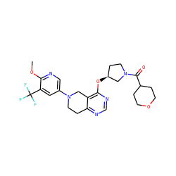 COc1ncc(N2CCc3ncnc(O[C@H]4CCN(C(=O)C5CCOCC5)C4)c3C2)cc1C(F)(F)F ZINC000113568787