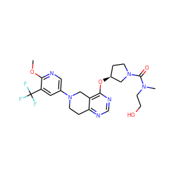 COc1ncc(N2CCc3ncnc(O[C@H]4CCN(C(=O)N(C)CCO)C4)c3C2)cc1C(F)(F)F ZINC000113568364