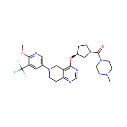 COc1ncc(N2CCc3ncnc(O[C@H]4CCN(C(=O)N5CCN(C)CC5)C4)c3C2)cc1C(F)(F)F ZINC000113568877