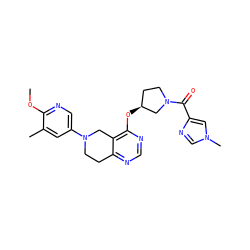 COc1ncc(N2CCc3ncnc(O[C@H]4CCN(C(=O)c5cn(C)cn5)C4)c3C2)cc1C ZINC000113567956