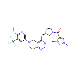 COc1ncc(N2CCc3ncnc(O[C@H]4CCN(C(=O)c5cn(C)nc5C)C4)c3C2)cc1C(F)(F)F ZINC000113567696