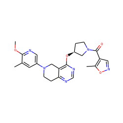 COc1ncc(N2CCc3ncnc(O[C@H]4CCN(C(=O)c5cnoc5C)C4)c3C2)cc1C ZINC000113570723