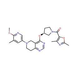 COc1ncc(N2CCc3ncnc(O[C@H]4CCN(C(=O)c5oc(C)nc5C)C4)c3C2)cc1C ZINC000113568056