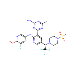 COc1ncc(Nc2ncc([C@@H](N3CCN(S(C)(=O)=O)CC3)C(F)(F)F)cc2-c2nc(C)nc(N)n2)cc1F ZINC000095552364