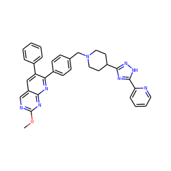 COc1ncc2cc(-c3ccccc3)c(-c3ccc(CN4CCC(c5n[nH]c(-c6ccccn6)n5)CC4)cc3)nc2n1 ZINC000029037192