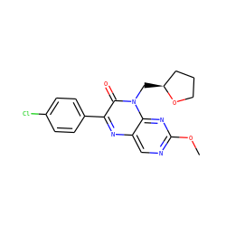 COc1ncc2nc(-c3ccc(Cl)cc3)c(=O)n(C[C@H]3CCCO3)c2n1 ZINC000004238272