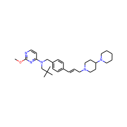 COc1nccc(N(Cc2ccc(/C=C/CN3CCC(N4CCCCC4)CC3)cc2)CC(C)(C)C)n1 ZINC001772597387