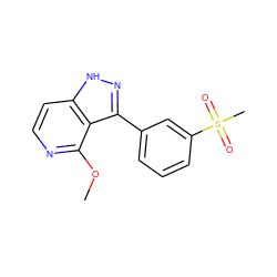 COc1nccc2[nH]nc(-c3cccc(S(C)(=O)=O)c3)c12 ZINC000114750006