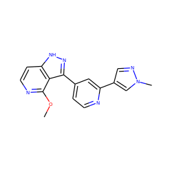 COc1nccc2[nH]nc(-c3ccnc(-c4cnn(C)c4)c3)c12 ZINC000114771884