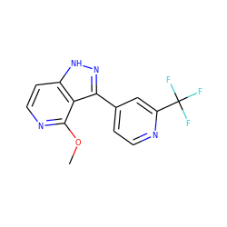 COc1nccc2[nH]nc(-c3ccnc(C(F)(F)F)c3)c12 ZINC000114772955