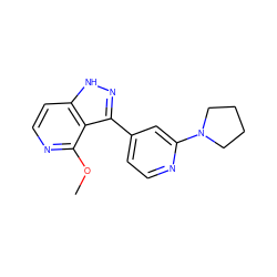 COc1nccc2[nH]nc(-c3ccnc(N4CCCC4)c3)c12 ZINC000114748274