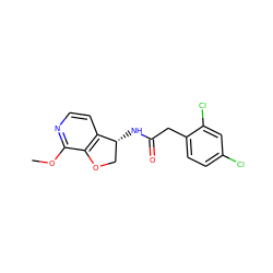 COc1nccc2c1OC[C@H]2NC(=O)Cc1ccc(Cl)cc1Cl ZINC000146492722