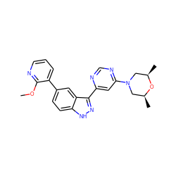 COc1ncccc1-c1ccc2[nH]nc(-c3cc(N4C[C@H](C)O[C@H](C)C4)ncn3)c2c1 ZINC000225560699