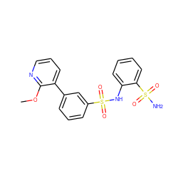 COc1ncccc1-c1cccc(S(=O)(=O)Nc2ccccc2S(N)(=O)=O)c1 ZINC000147799001