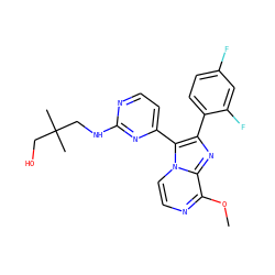 COc1nccn2c(-c3ccnc(NCC(C)(C)CO)n3)c(-c3ccc(F)cc3F)nc12 ZINC000063540192