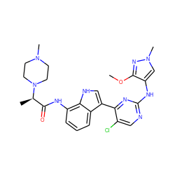 COc1nn(C)cc1Nc1ncc(Cl)c(-c2c[nH]c3c(NC(=O)[C@@H](C)N4CCN(C)CC4)cccc23)n1 ZINC001772609408